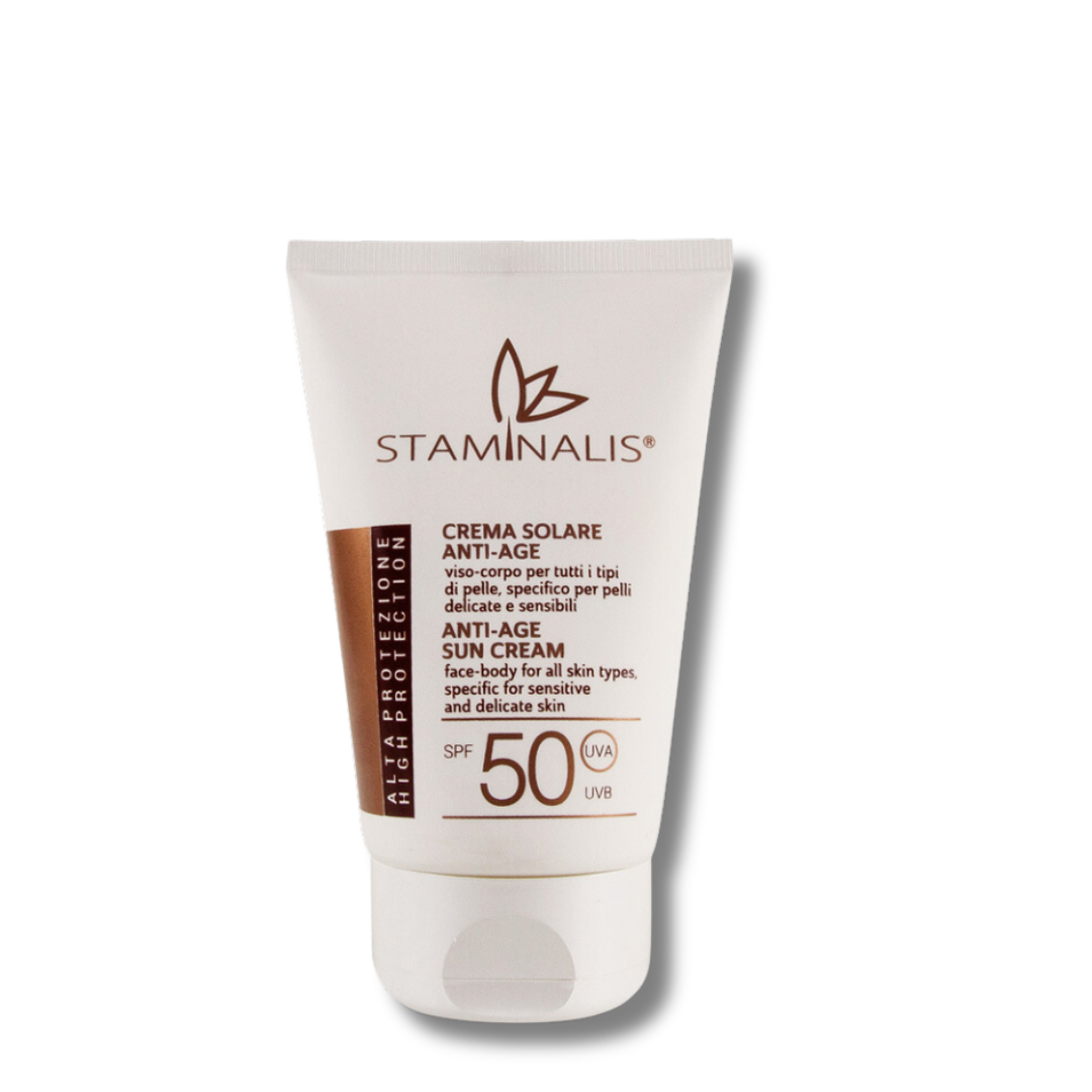 Crema solare viso e corpo SPF 50 Staminalis con protezione anti-age e idratante