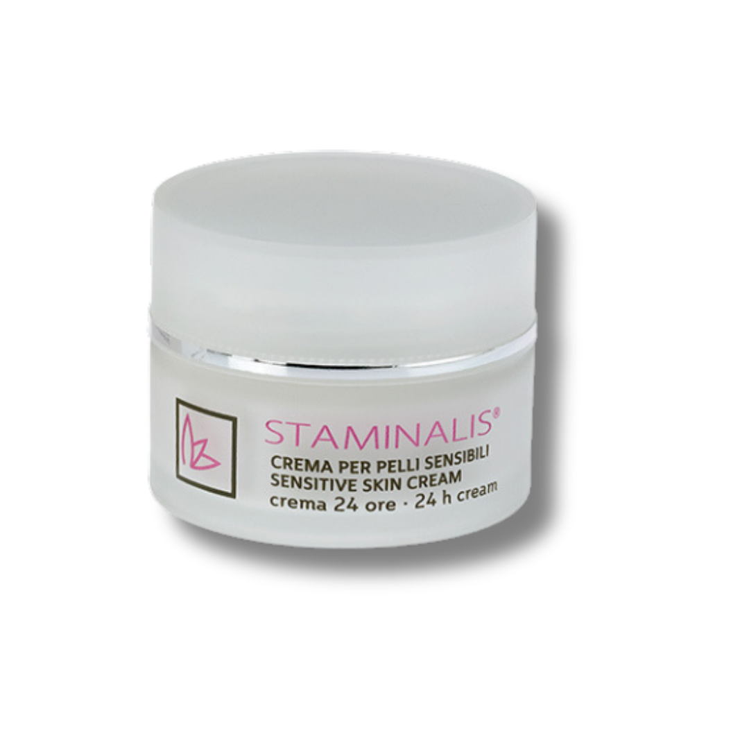 Crema viso Staminalis per pelli sensibili, lenitiva e idratante.