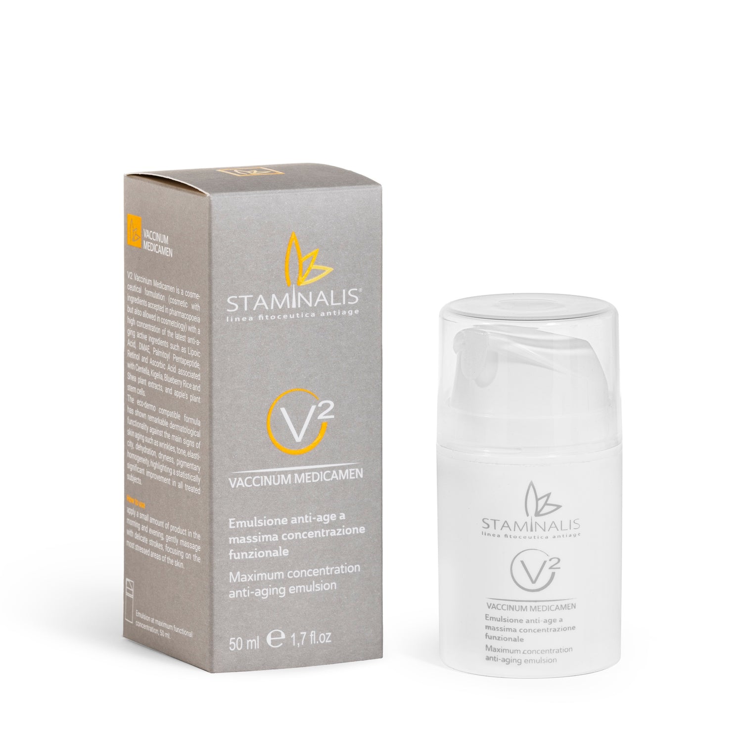 V2 Vaccinium Medicamen Staminalis - Trattamento antiage viso con formula cosmeceutica.