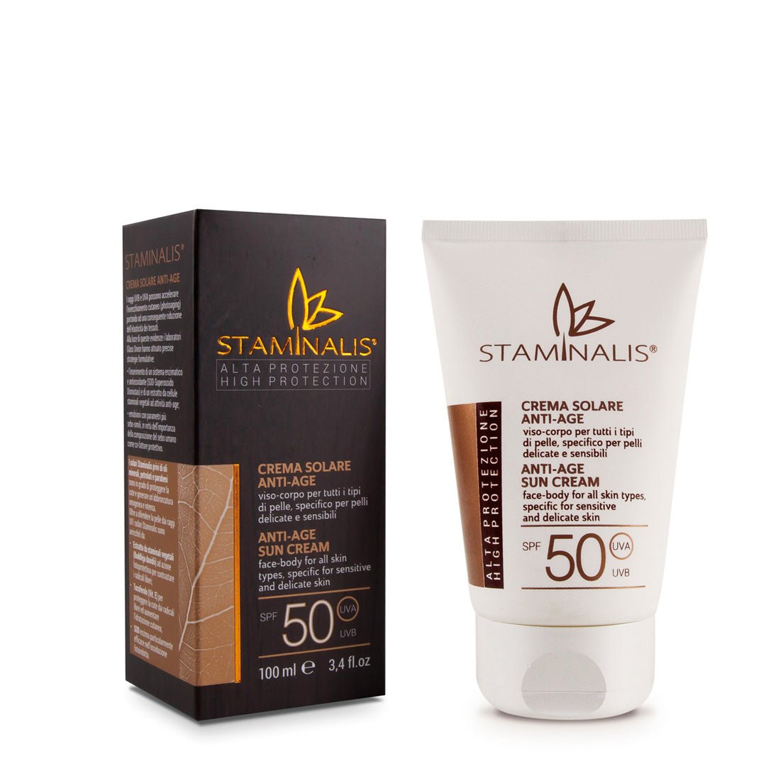 Protezione solare SPF 50 Staminalis per viso e corpo con effetto anti-età e nutriente
