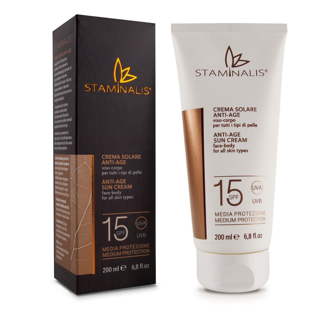Crema solare idratante SPF 15 Staminalis per viso e corpo con protezione anti-età