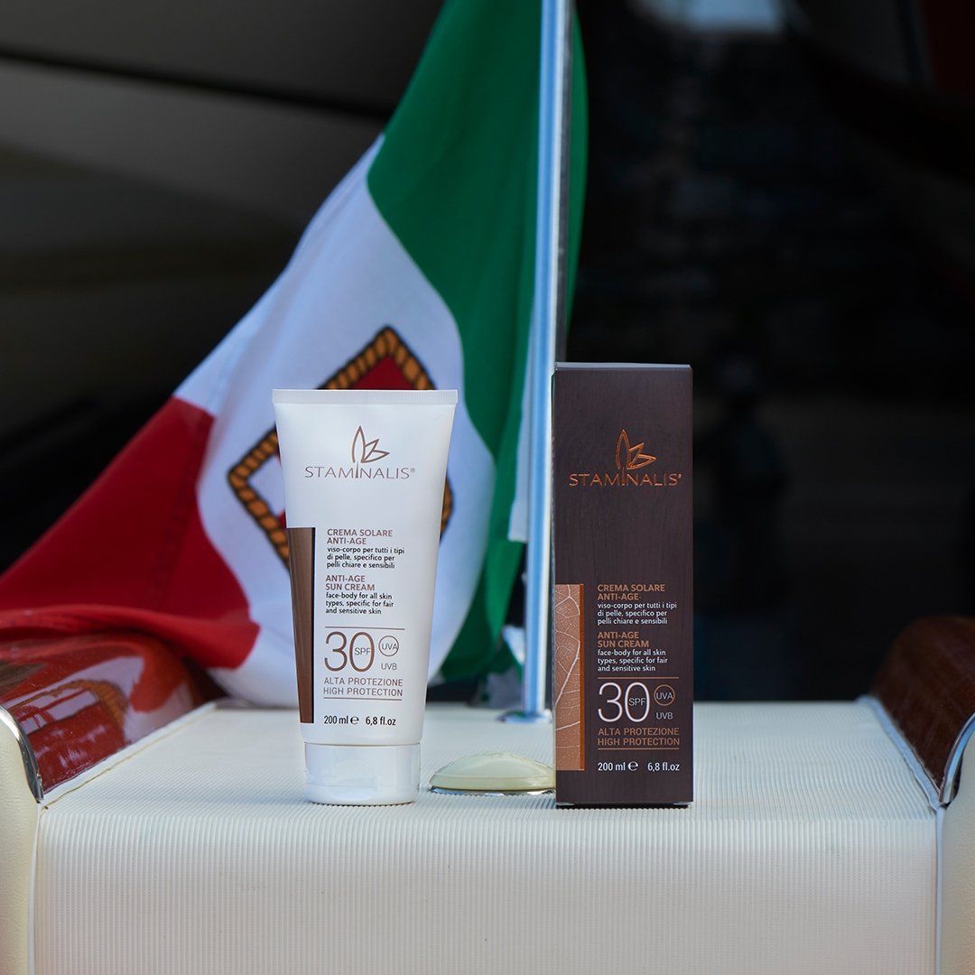Crema solare viso e corpo SPF 30 Staminalis con protezione anti-age e idratazione intensa